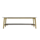 Coffee Table Rectangular Center Table For Living Room Open Space Side Table With Metal Frame - Golden / White