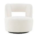 Swivel Comfy Round Barrel Chair With Soft Teddy Fabric For Living Room