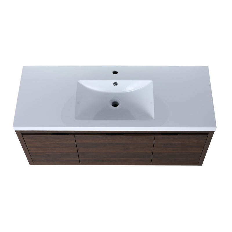Floating Bathroom Vanity With Resin Sink And Soft Close Doors