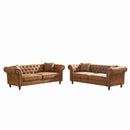 Chesterfield 3 And 3 Seater Sofa Set High Tech Fabric Roll Armrest Upholstered Couch