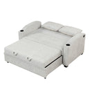 Pull Out Loveseat Sofa With Adjsutable Backrest, 2 Pillows, Cup Holders, USB Ports For Living Room