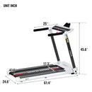 Portable Compact Treadmill, Electric Motorized 3.5Hp, 14Km / H, Medium Running Machine Motorised Gym 330Lbs, Foldable For Home Gym Fitness Workout Jogging Walking, Bluetooth Speaker App Fitime - White