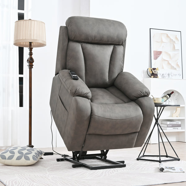 Electric Power Lift Recliner Chair for Elderly, Fabric Recliner Chair for Seniors, Home Theater Seating,Living Room Chair,Side Pocket, Remote Control,Dark Gray