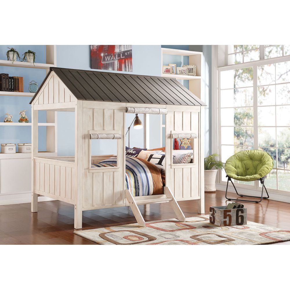 ACME Spring Cottage Full Bed in Weathered White & Washed Gray 37655F - Atlantic Fine Furniture Melbourne FL