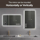 LED Bathroom Mirror Vanity Mirrors With Front Lights Wall Mounted Anti-Fog Frameless Make Up Mirror With Light Copper Free Silver Mirror Horizontal Or Vertical - Silver