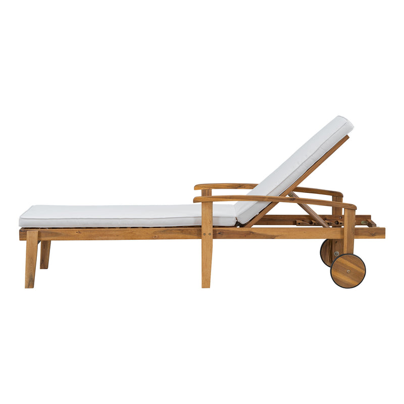Jason - Black Chaise Lounge Adjustable Acacia Wood Outdoor Furniture