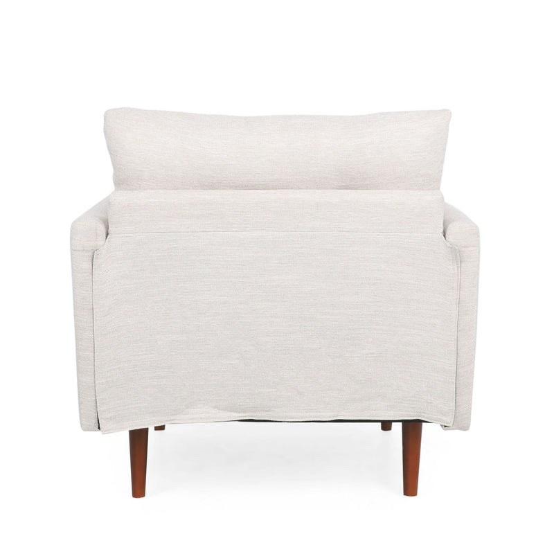 Contemporary Fabric Club Chair With Birch Wood Legs - Beige