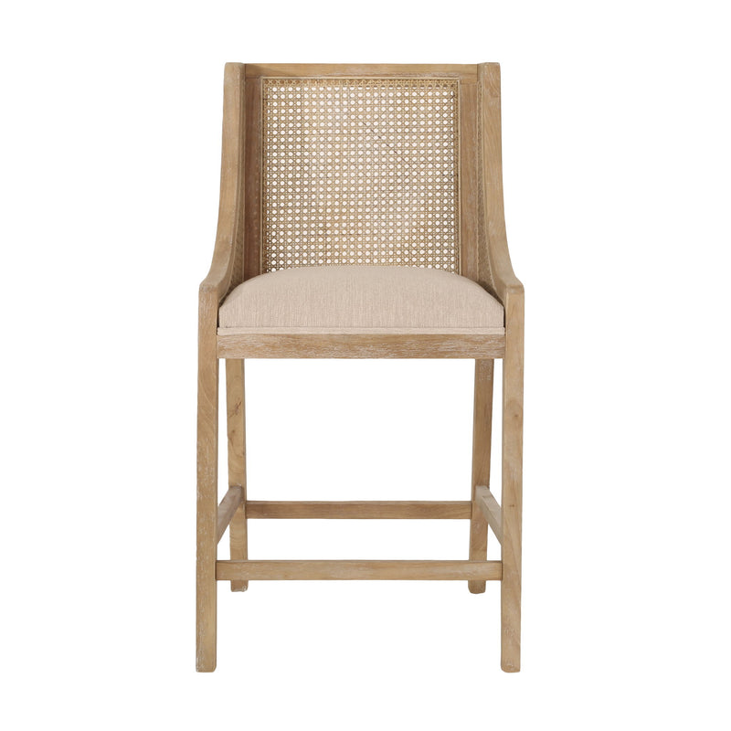 French Country Fabric Upholstered Counter Stools (Set of 2)