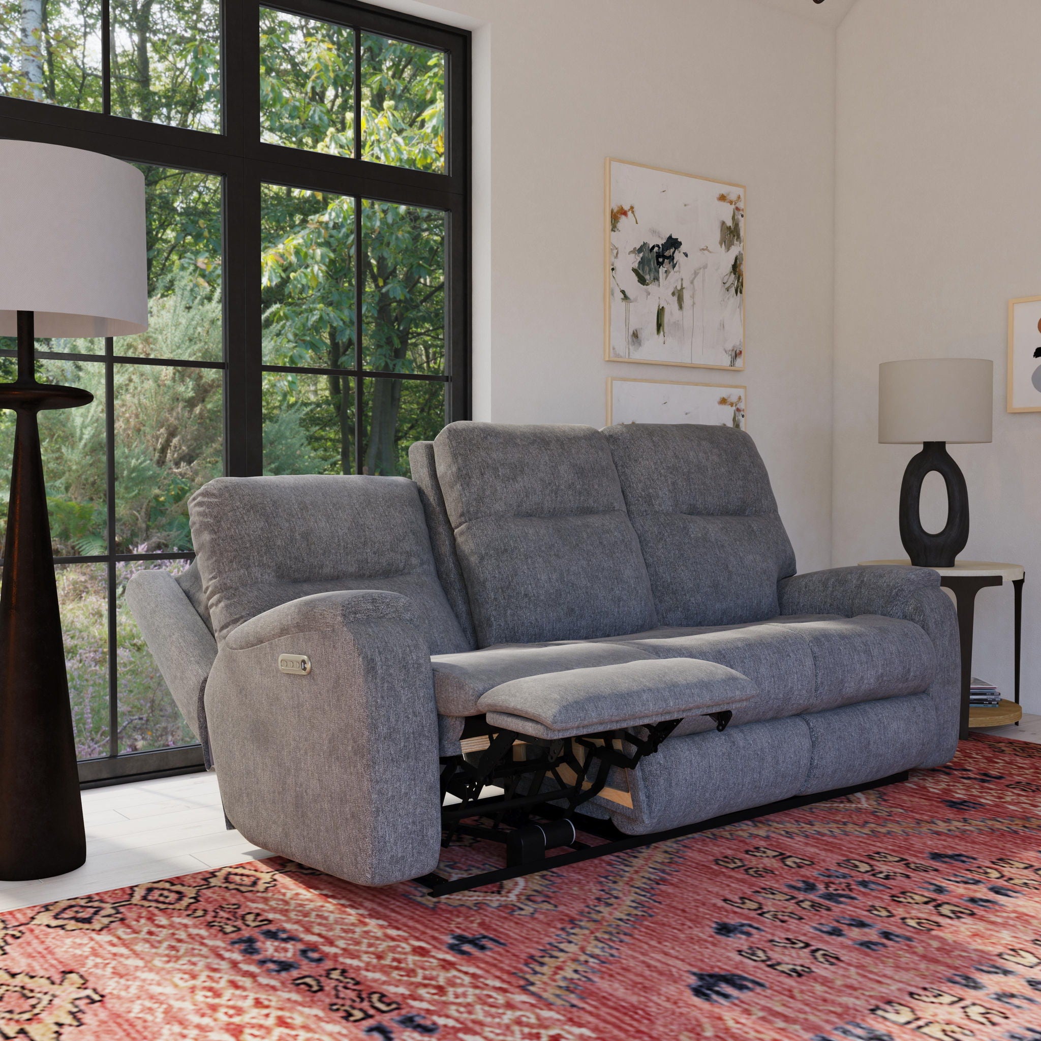 Penn - Transitional Fabric Power Reclining Sofa With Power Headrests & Lumbar