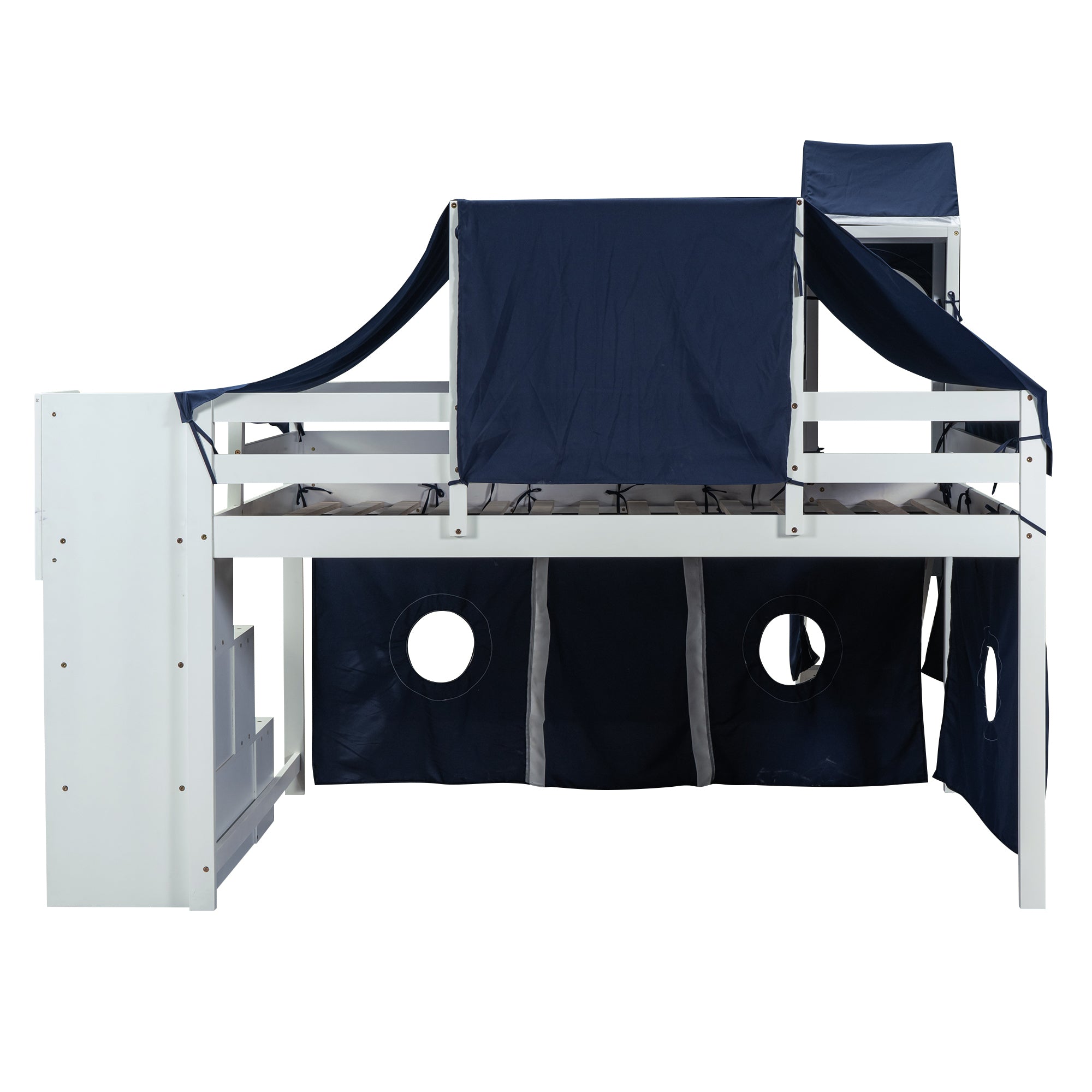 Full Size Loft Bed with Tent and Tower - Blue - Atlantic Fine Furniture Melbourne FL