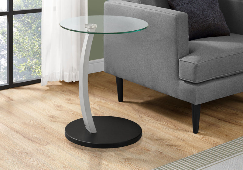 C-Shaped Accent Table Clear Tempered Glass For Living Room