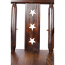 Rustic Tall Bistro Chair Decorative Star Backrest And Footrest, Fir Wood, 4 Foot - Brown