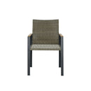 All Weather 7 Piece Patio Dining Table Set With Umbrella Hole - Brown / Gray