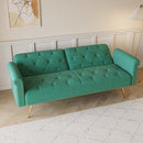 Luxurious Velvet Sofa Bed With Nail Head Trim And Matching Pillow
