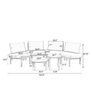 6 Piece Patio Set, Half Moon Outdoor Sectional Sofa With 2 High Low Coffee Tables, 4 Pillows & Cushions