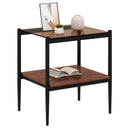 Modern Rectangle End Table (Set of 2) With Tempered Glass Tabletop And Layer - Brown