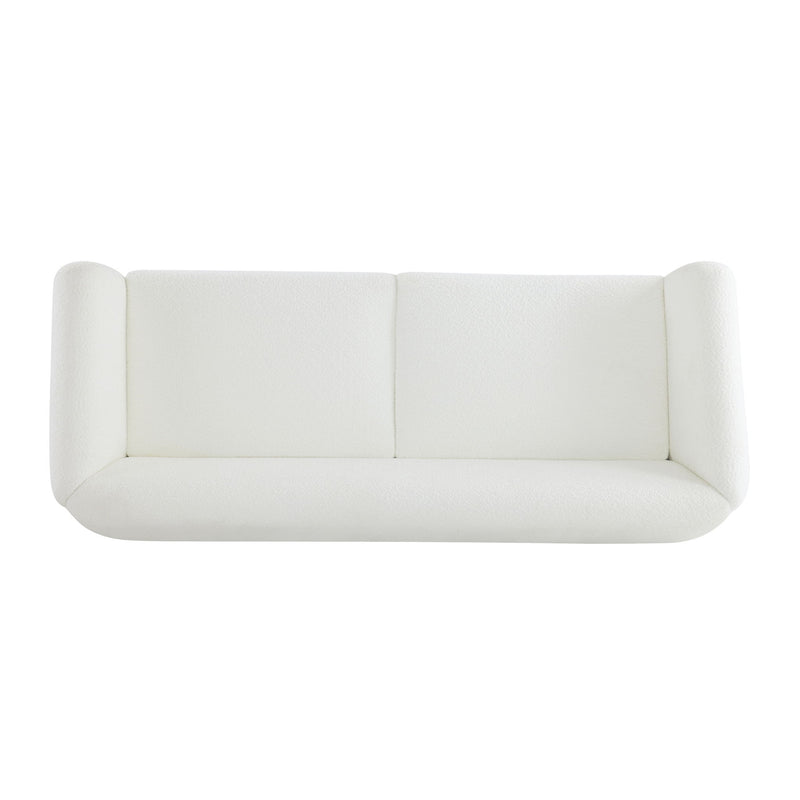 Contemporary Boucle Sherpa Sofa With Birch Wood Legs