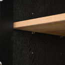 Vintage Display Cabinet With Double Glass Doors, Traditional Style For Collectibles, Ash Wood Veneer, 73.25" Tall - Black / Natural