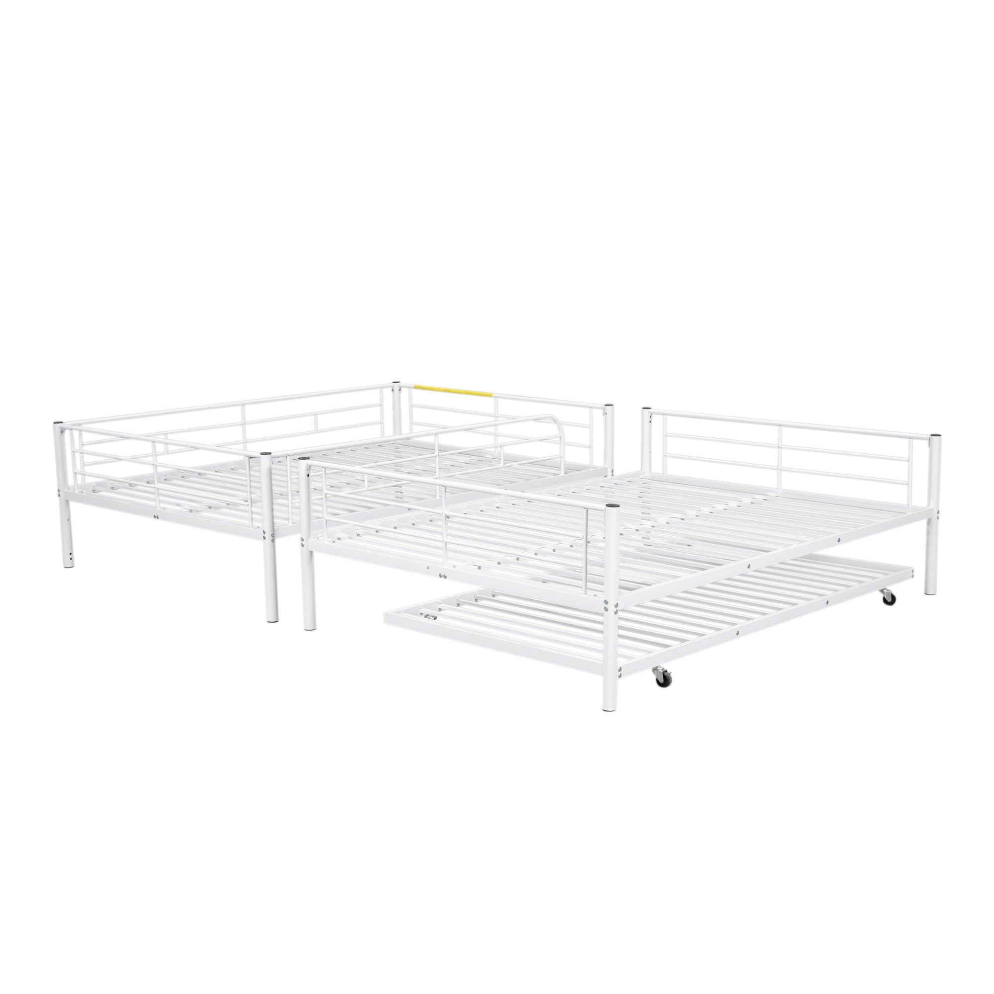 Full Over Full Metal Bunk Bed with Trundle, White - Atlantic Fine Furniture Melbourne FL