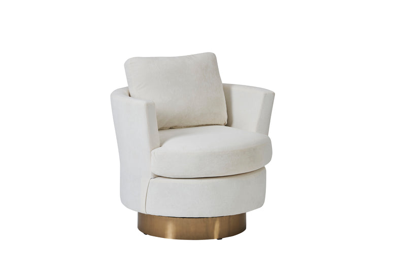 Barrel Chair, Swivel Accent Chairs Armchair For Living Room, Reading Chairs For Bedroom Comfy, Round Barrel Chairs With Gold Stainless Steel Base