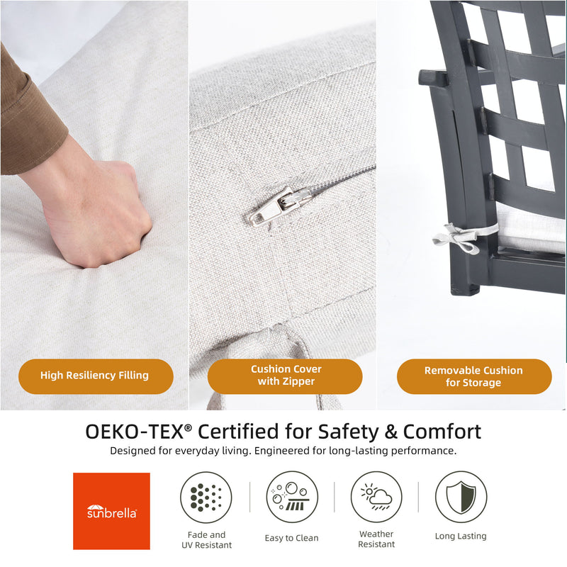 Modern Classic Outdoor Patio Dining Set, Rectangular Table & Dining Chairs, Rust Free, Weather Resistant