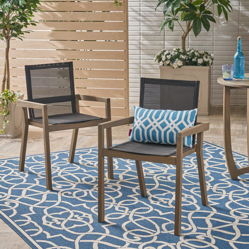 Belfast - Dining Chair With Acacia Wood Frame And Mesh Seating (Set of 2)