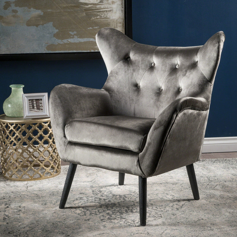 Alyssa - Mid Century Upholstered Arm Chair With Wingback Design