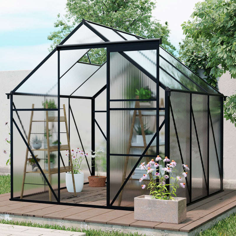 Polycarbonate Greenhouse Raised Base And Anchor Aluminum Heavy Duty Walk-In Greenhouses For Outdoor Backyard In All Season