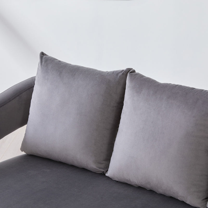 Open Back Loveseat Settee With 3 Pillows - Charcoal