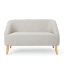Modern Fabric Loveseat With Sloped Armrests For Living Room - Beige