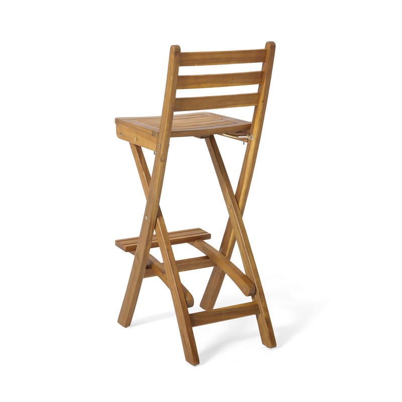 Outdoor Acacia Wood Folding Patio Barstool