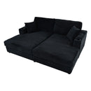 Oversized Loveseat Chaise With 2 USB Ports, 2 Cup Holders And 2 Throw Pillows