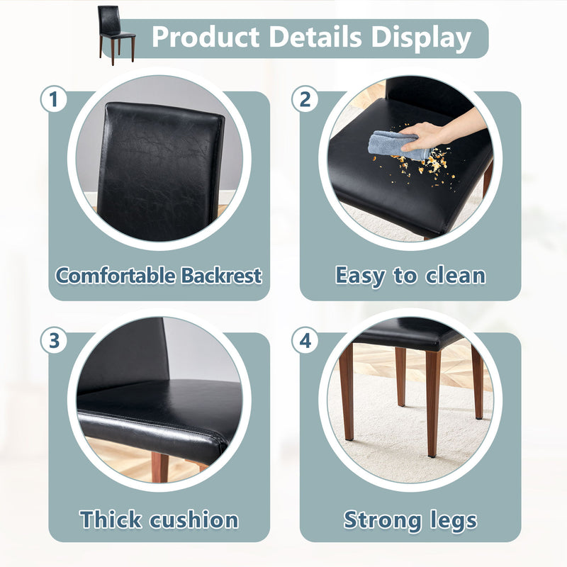 Simple Versatile Dining Chairs Set With Comfortable Design And Sturdy Metal Legs, 4 Piece Set - Black / Dark Walnut
