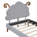 Upholstered Platform Bed With Sheep Shaped Headboard