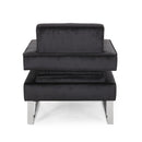 Modern Glam Club Arm Chair With Velvet Upholstery And Stainless Steel Legs - Black