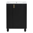 Classic Retro Bathroom Vanity With Sink, Door Shelf, Side Open Storage Frame