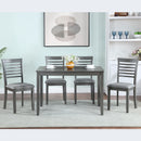 5 Pieces Modern Dining Set, Rectangular Wooden Dining Table With 4 Upholstered Chairs