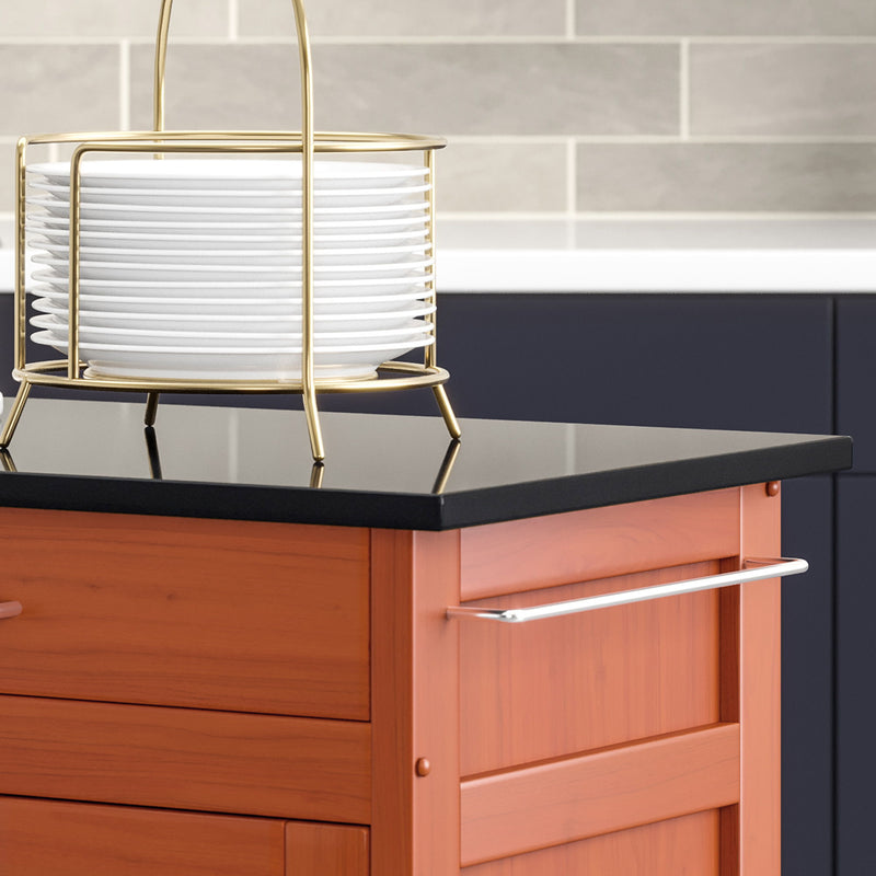 Create-A-Cart - 4 Doors Kitchen Cart - Black Granite Top