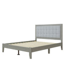 Mid Century Modern Platform Bed With Upholstered Headboard