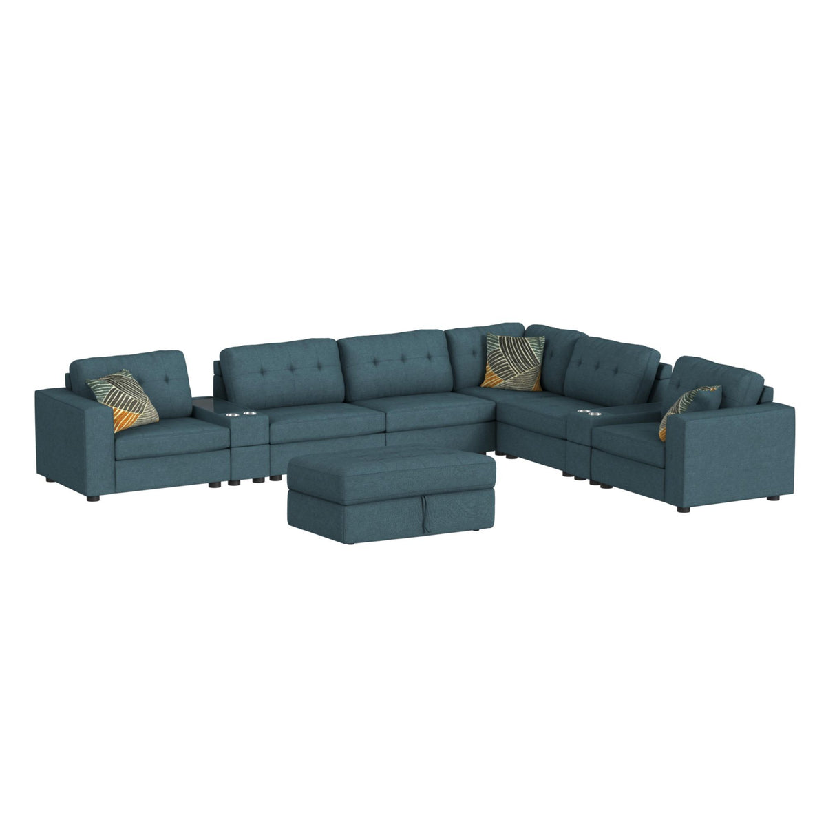 Options One Living Room Set Sectional in Blue by Elements International, view 6