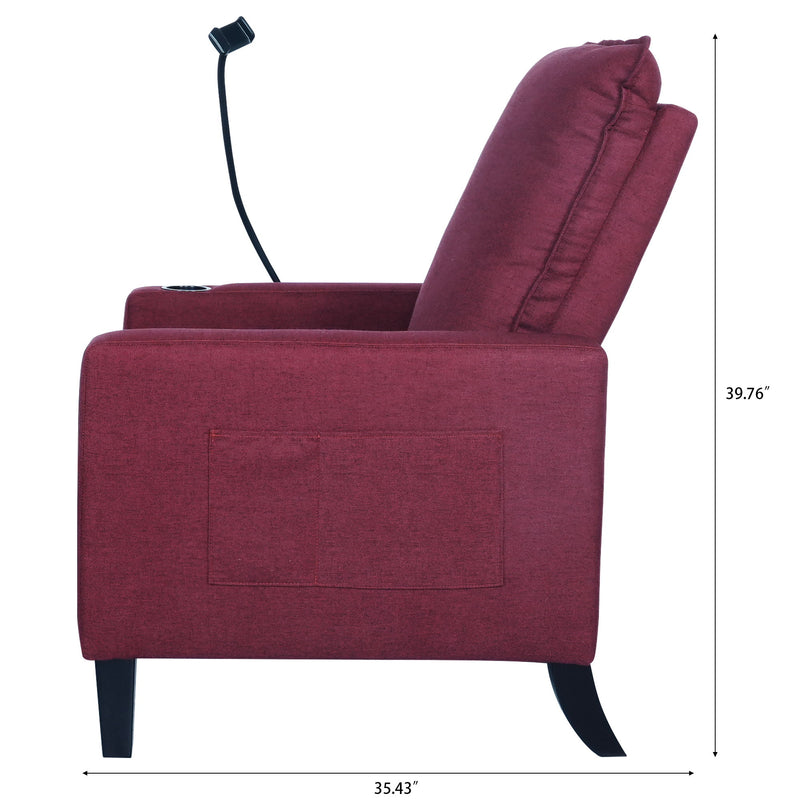 Recliner Chairs For Adults, Adjustable Recliner Sofa With Mobile Phone Holder & Cup Holder, Modern Reclining Chairs Fabric Push Back Recliner Chairs For Living Room, Bedroom