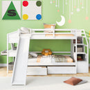 Bunk Bed With Storage Staircase, Slide, Desk, Drawers, And Shelves