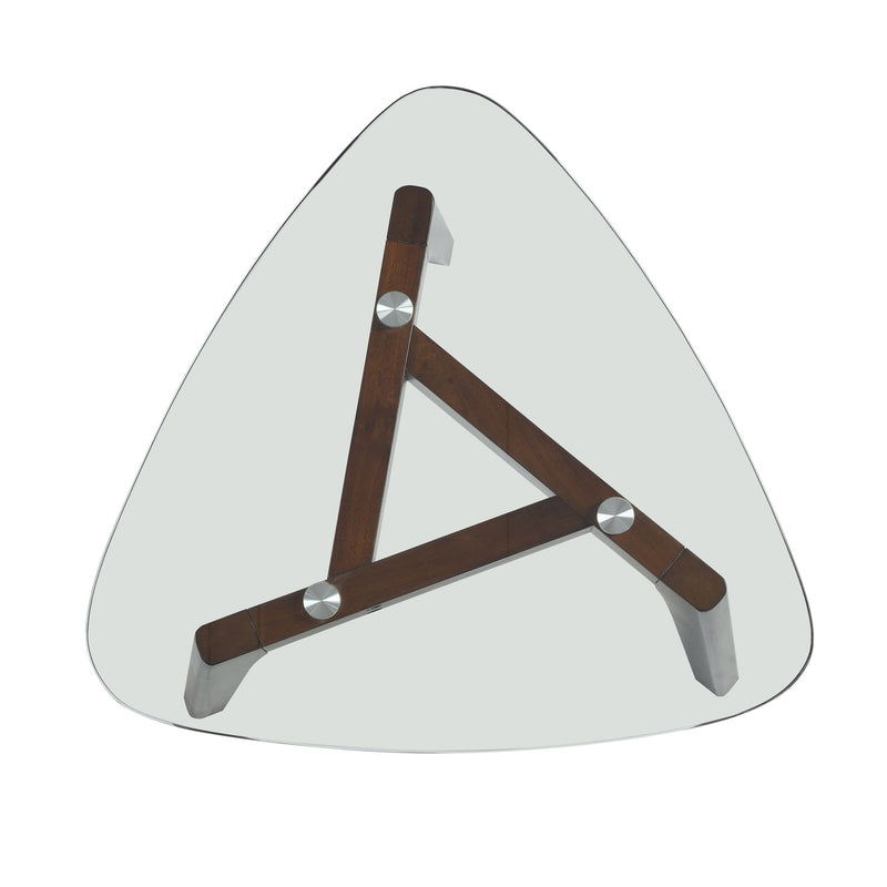 Mid Century Modern End Table With Glass Top And Solid Wood - Walnut