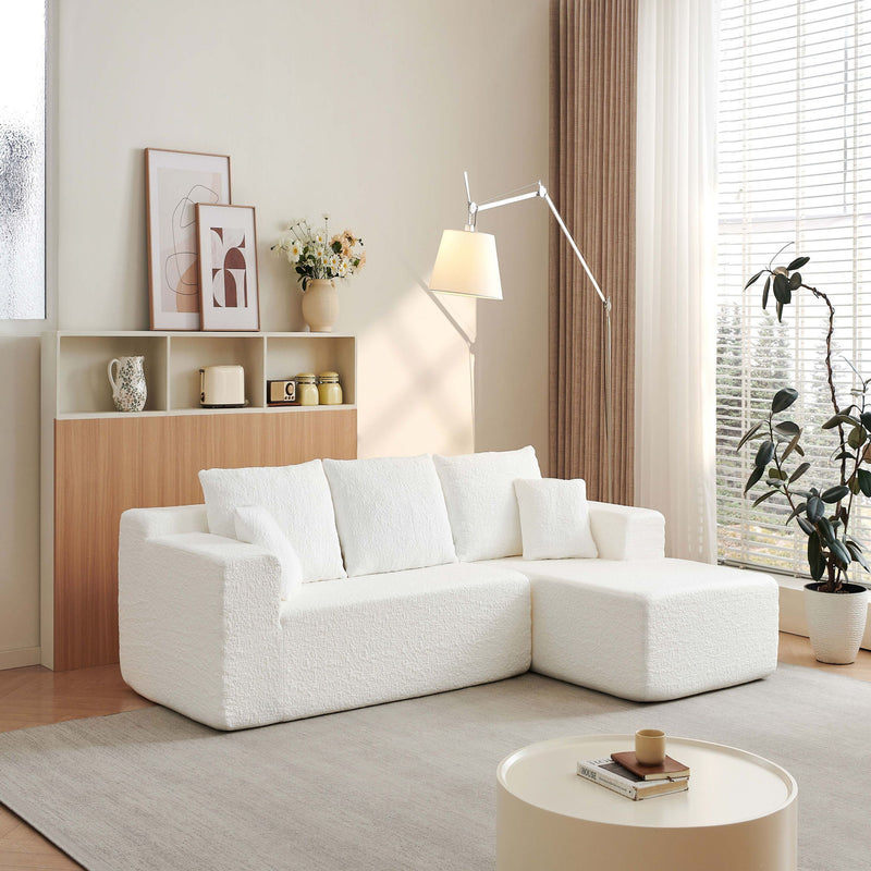 Cloud Sectional Couch With L Shape Chaise, Deep Seat - White