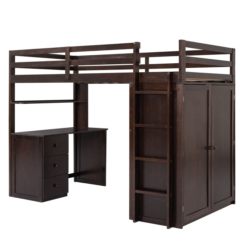 Loft Bed With Drawers, Desk, And Wardrobe