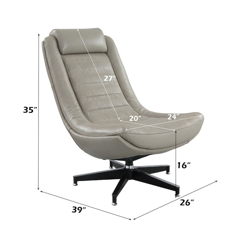 Piran - Accent Chair With Swivel - Twilight Top Grain Leather
