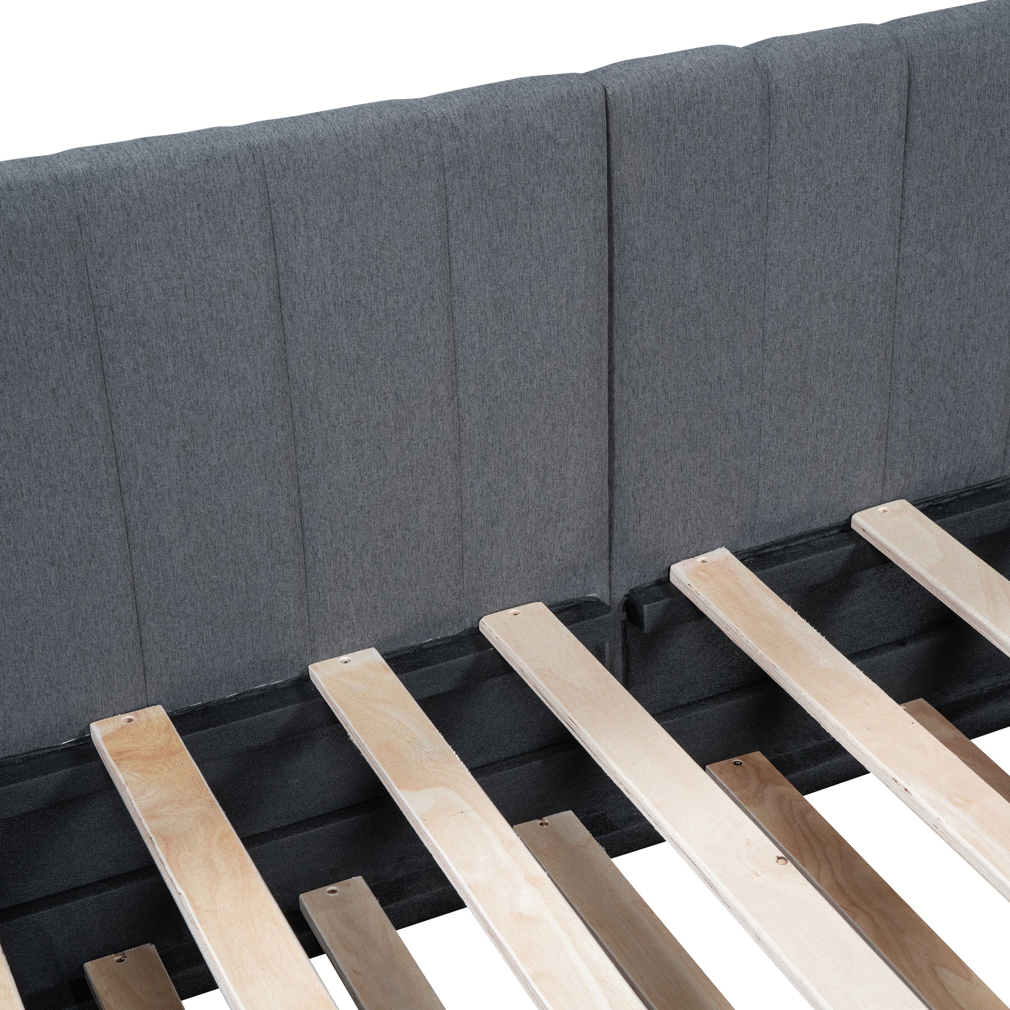 Upholstered Daybed with Trundle Twin Size Sofa Bed Frame No Box Spring Needed, Linen Fabric(Gray) - Atlantic Fine Furniture Melbourne FL