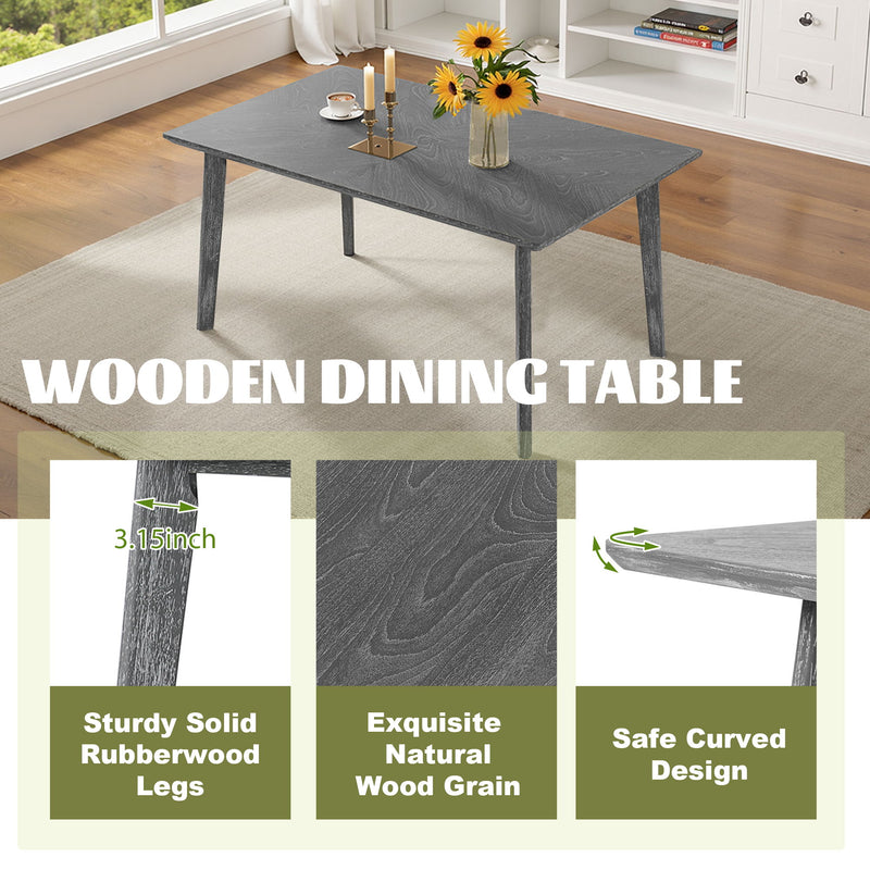 Rustic Farmhouse Dining Room Rectangular Table With 4 Upholstered Chairs And Bench