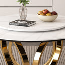 Round Dining Table With 360° Smooth Lazy Susan Stain / Heat - Gold / Black / White