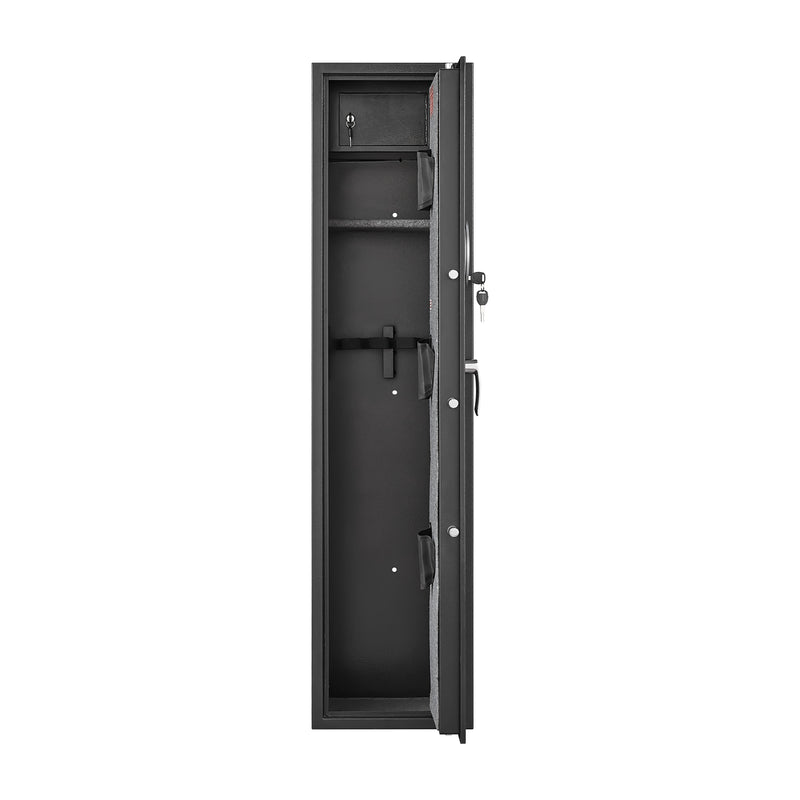 Steel Gun Cabinet, With Inner Safe Box, Led Lights, Removable Shelf And Gun Rack - Black